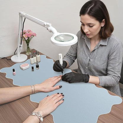 iCasso Leather Mouse Pad,Extra Large Desk Pad for Desktop,Waterproof PU Desk Cover Mat,Cute Scalloped Keyboard Mats for Women Girl,Non-Slip Computer Pad for Office Home Dorm