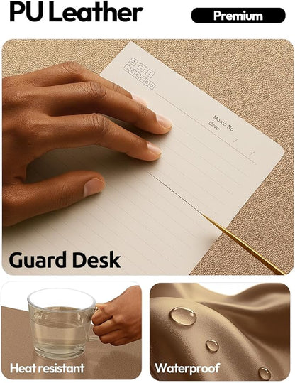 YSAGi Leather Desk Protector, Office Mat, Large Mouse Mat, Non-Slip PU Leather Blotter, Laptop Desk Pad, Waterproof Writing Pad for Office and Home (Bronze, 23.6" x 13.8")