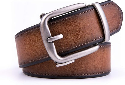 Fabio Valenti Men's Genuine Leather Ratchet Dress Belt with Automatic Buckle, Adjustiable Sizes, Handmade, All leather Strap