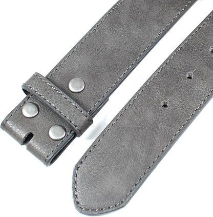 BC Belts Leather Belt Strap with Vintage Distressed Texture 1.5" Wide with Snaps and without Buckle