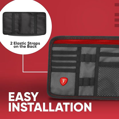 Firestone 2 Pack Sun Visor Organizer Car Accessories for Men & Women, Multi Pocket Visor Storage with Pockets & Card Slots, Eyeglass Holder, Document Holder & Pen Slots - Fits Most Vehicles, Charcoal