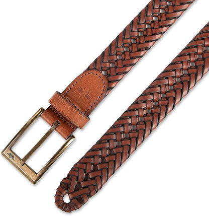 DOCKERS Men's Braided Leather Belt, Fully Adjustable Casual Strap for Everyday Wear