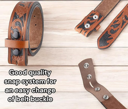 F&L CLASSIC Western Belt without buckle for men – Full Grain Leather Cowboy Belts for jeans - One Piece Leather strap belt