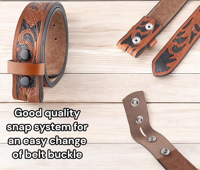 F&L CLASSIC Western Belt without buckle for men – Full Grain Leather Cowboy Belts for jeans - One Piece Leather strap belt