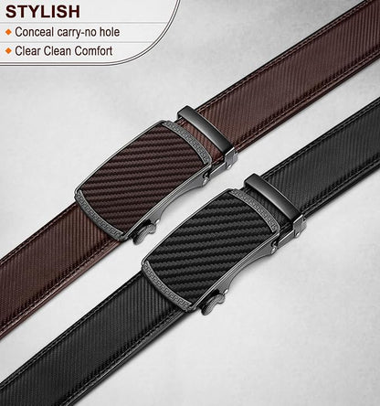 BULLIANT Men Belts 2 Pack,Ratchet Sliding Belt Adjustable For Gift Mens Dress Casual 1 3/8",Cut for Fit