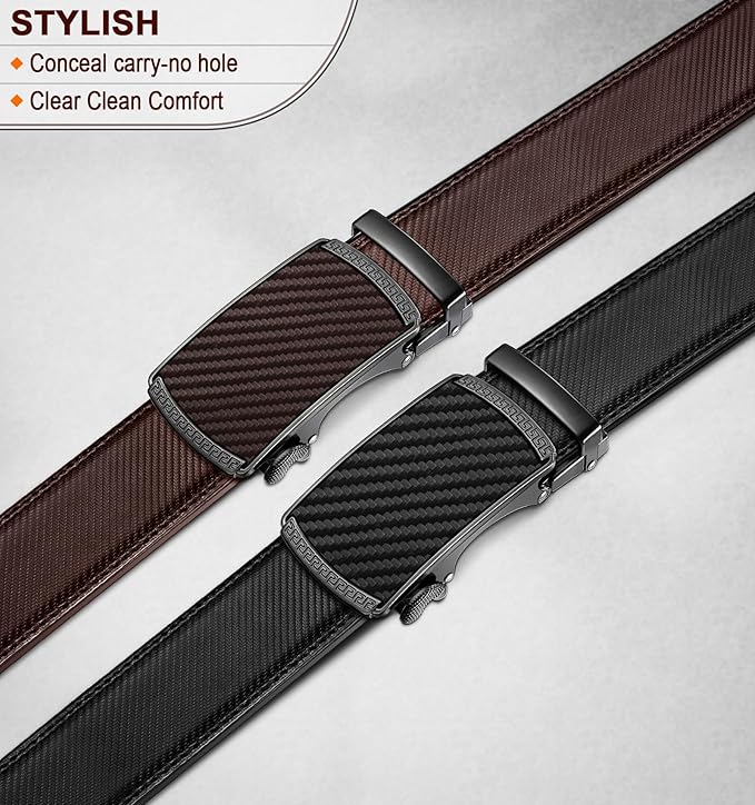 BULLIANT Men Belts 2 Pack,Ratchet Sliding Belt Adjustable For Gift Mens Dress Casual 1 3/8",Cut for Fit