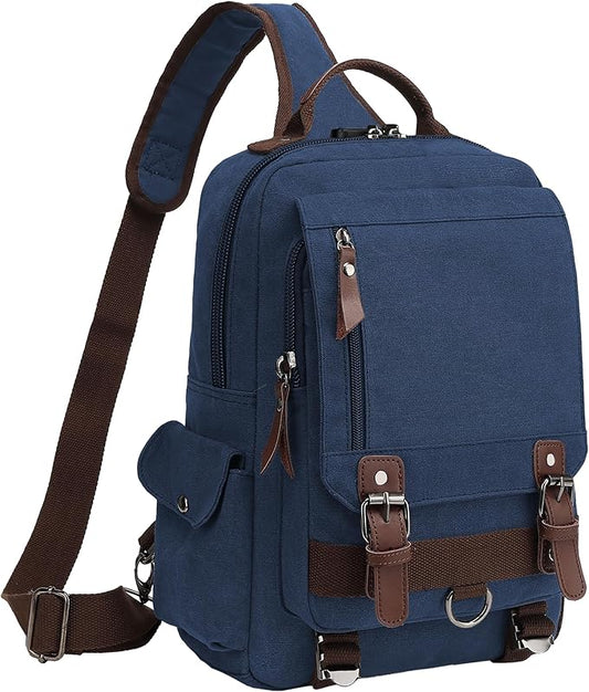 BASICPOWER Laptop Sling Bag for Men Women, Sling Backpack Crossbody Bag Fits 14 inch Computer with USB Port Anti-theft