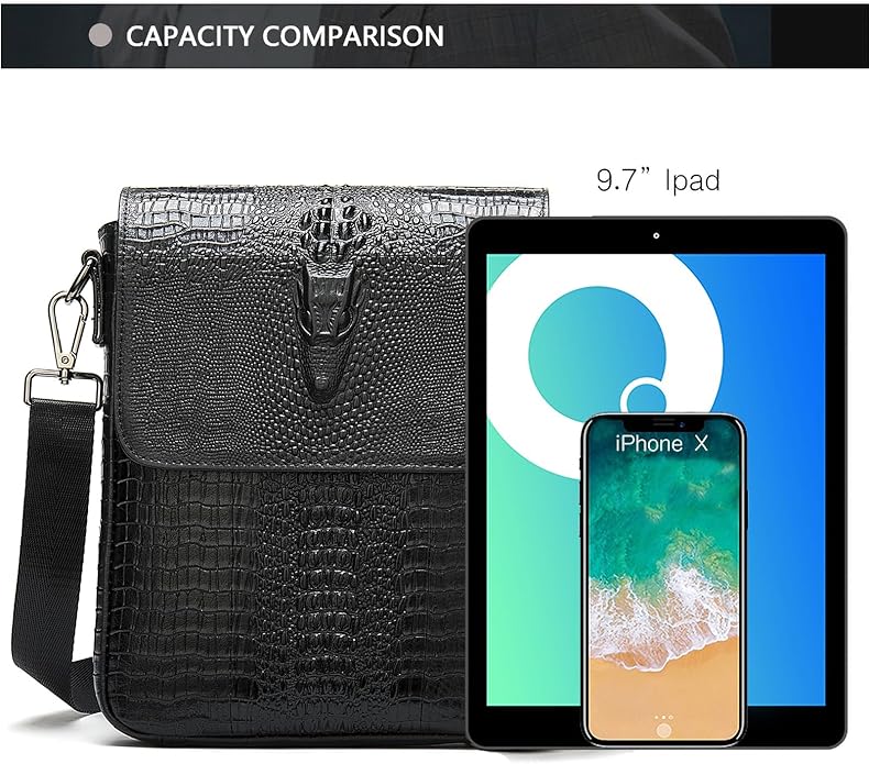 NIUCUNZH Leather Flap Messenger Bag for Men Small Crossbody Shoulder Bag,Novelty Crocodile Embossed