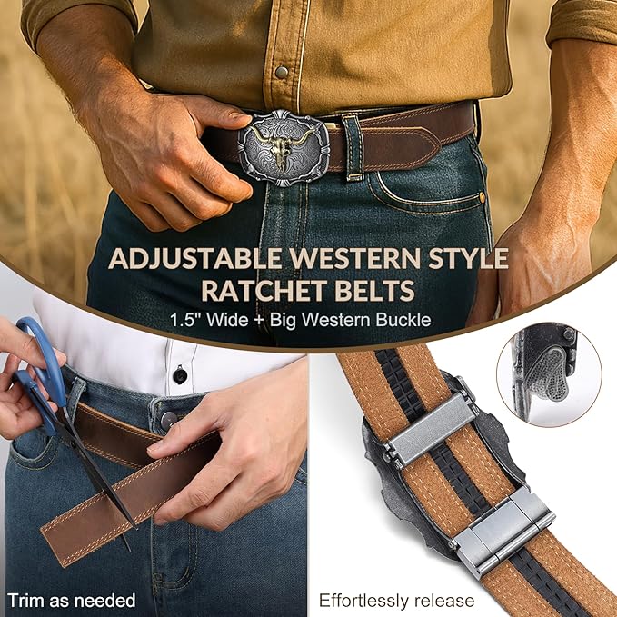 Mens Leather Belt, Ratchet Belts for Men Full Grain Leather Handmade, 100% Italian Top Genuine Leather Dress Belt
