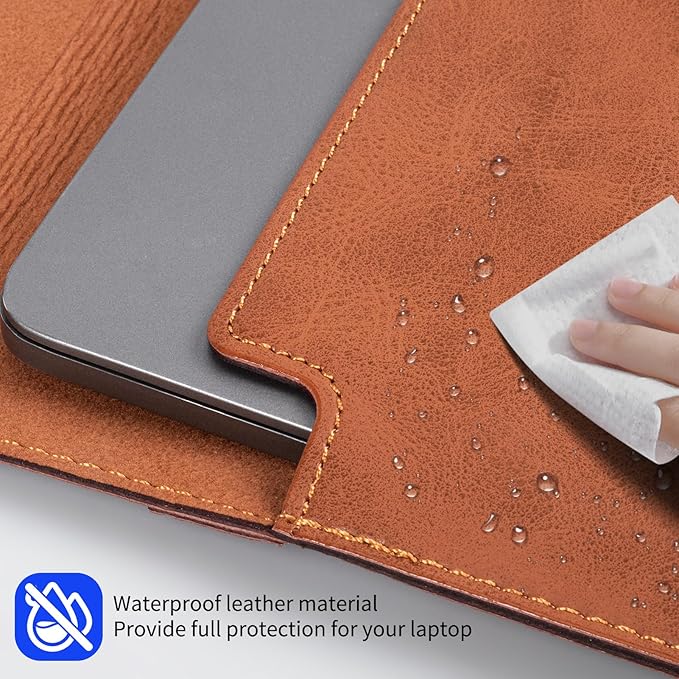 13 Inch Leather Laptop Sleeve Compatible with MacBook Neo 13" 2026 & MacBook Air/Pro 13" (M5/M4/M3/M2/M1, 2025-2018), Magnetic Buckle Closure Protective Case Cover,Brown