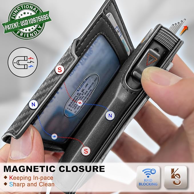 KEMISANT Airtag Wallet Men Gift,Mens Slim Front Pocket Wallet Money Clip Standard or Apple Airtag Use 3.8"×2.8"×0.9"