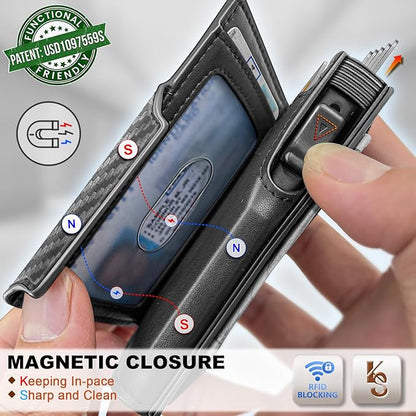KEMISANT Airtag Wallet Men Gift,Mens Slim Front Pocket Wallet Money Clip Standard or Apple Airtag Use 3.8"×2.8"×0.9"