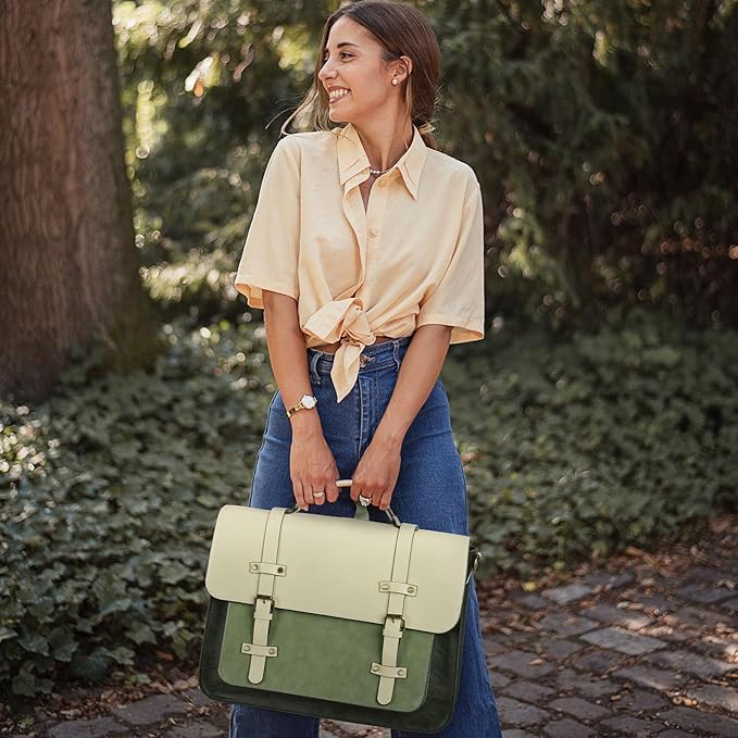 ECOSUSI Laptop Bag for Women Vegan Leather Messenger Bag Fashion Briefcase Computer Satchel Bag
