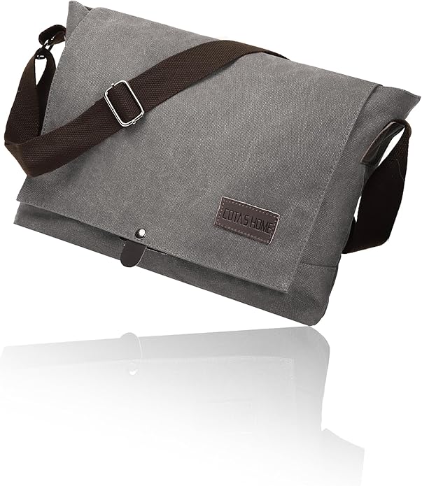 Cota's home Canvas Messenger Bag for Men, Fits 14 Inch Laptop & A4 Documents, Large Capacity Crossbody Shoulder Bag