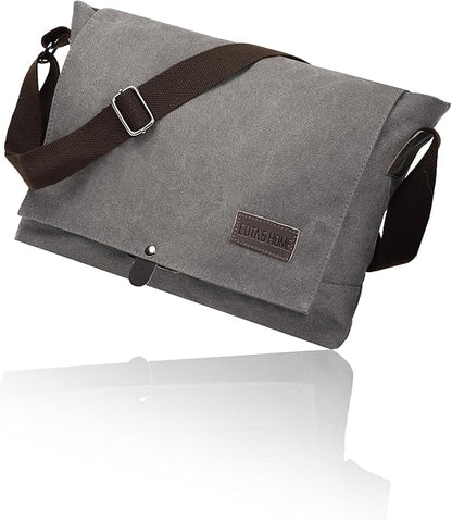 Cota's home Canvas Messenger Bag for Men, Fits 14 Inch Laptop & A4 Documents, Large Capacity Crossbody Shoulder Bag