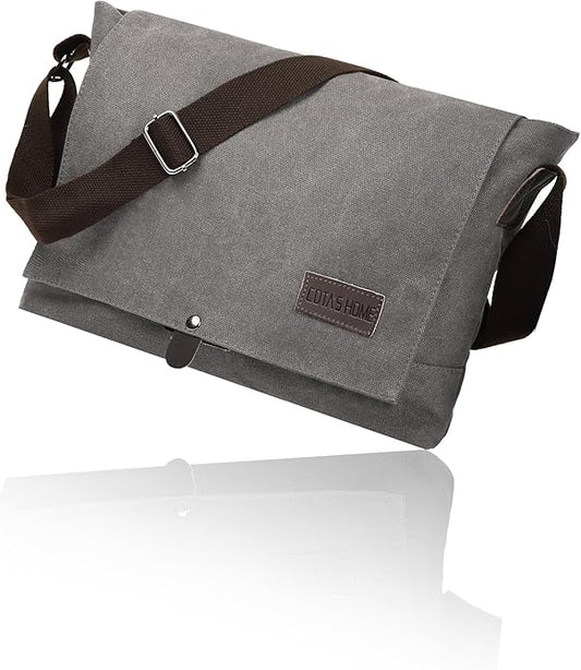 Cota's home Canvas Messenger Bag for Men, Fits 14 Inch Laptop & A4 Documents, Large Capacity Crossbody Shoulder Bag