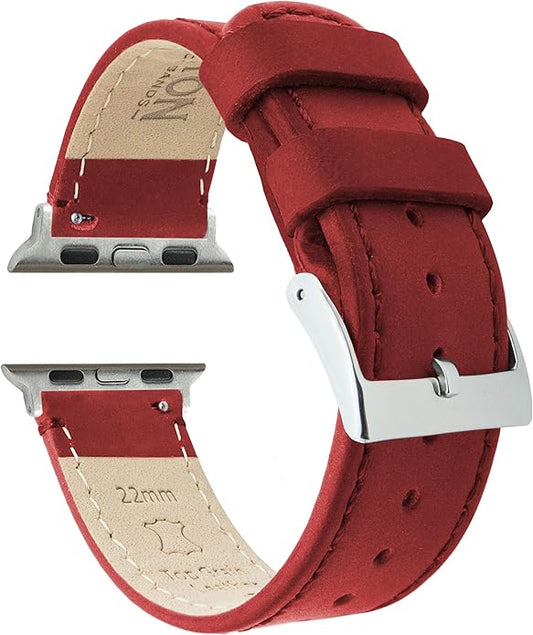 BARTON WATCH BANDS - Top Grain Leather Watch Bands Compatible with Apple Watch Models - 1, 2, 3, 4, 5, 6, 7, 8, 9, 10, SE, Ultra & Ultra 2