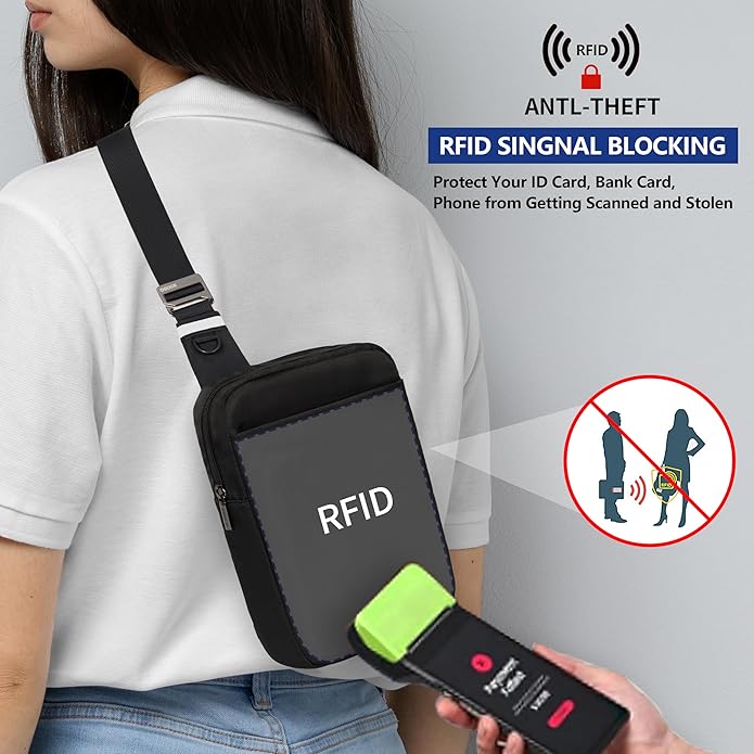 OSOCE Small Sling Bag for Men and Women with RFID Pocket, Anti Theft Crossbody Chest Bag Casual Travel Bag for Hiking