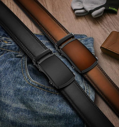 BULLIANT Men Belts 2 Pack,Ratchet Sliding Belt Adjustable For Gift Mens Dress Casual 1 3/8",Cut for Fit
