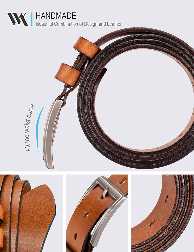 WOLFANT Men's 1.5" Full Grain Leather Belt,100% Italian Real Solid Leather