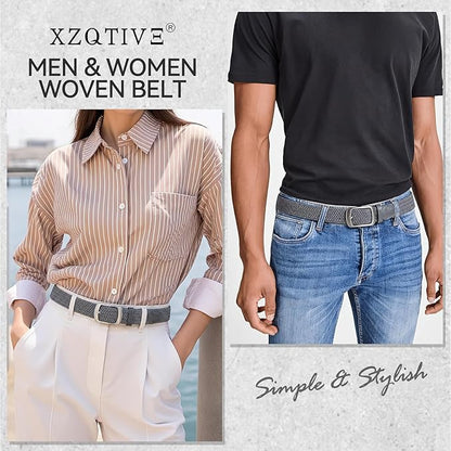 XZQTIVE Braided Belt Stretch Belt for Men and Women Multicolored Woven Golf Belt Elastic Jean Belts