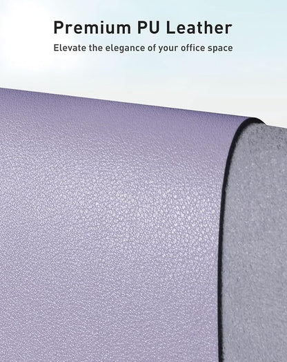Aothia Faux Leather Desk Mat - Large Mouse Pad, Non-Slip PU Leather Blotter, Waterproof Writing Surface for Office and Home (Lavender, 63" x 17")