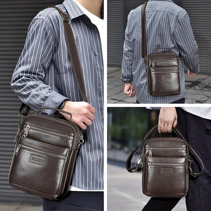 Polare Italian Full Grain Leather Messenger Bag Vintage Chest Shoulder Crossbody Bag Casual Sling Business Handbag for Men
