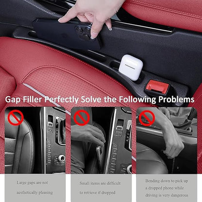 Dyale Car Seat Gap Filler 2 Pack, No Drop Seat Guard for Cars SUVs Trucks, Car Accessories Interior for Between Seat and Console, Prevent Stop Cellphone Wallet Keys Coins and Card from Dropping-Black
