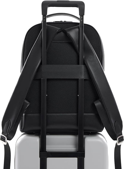 Comfyable x Edition Premium Vegan Leather Backpack for 13" 14" 15" 16" Laptops, Business Trip Backpack with Trolley Strap & YKK Zipper, Water-repellent Durable Bag for Men Women, Daypack for Work