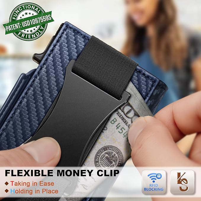 KEMISANT Airtag Wallet Men Gift,Mens Slim Front Pocket Wallet Money Clip Standard or Apple Airtag Use 3.8"×2.8"×0.9"