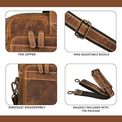 LEATHER VILLAGE 18" Leather Laptop Messenger Briefcase Bag for Men-Leather Satchel for Travel and Office Shoulder Bag- Sun Tan Brown