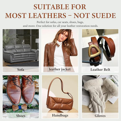 Leather Recoloring Balm Leather Color Restorer Scratch Repair Leather Paint for Furniture Couches Car Seats Shoes Bags Leather Dye and Scratched Leather with Leather Conditioner - TAN
