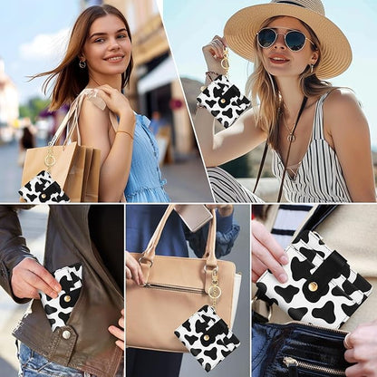 Jogjam Cow Print Rfid Women Wallet, Small Slim Thin Credit Card Wallet, PU Leather Bifold Cash Zipper Coin Pocket ID Window for Female Ladies Teen Girls Girly