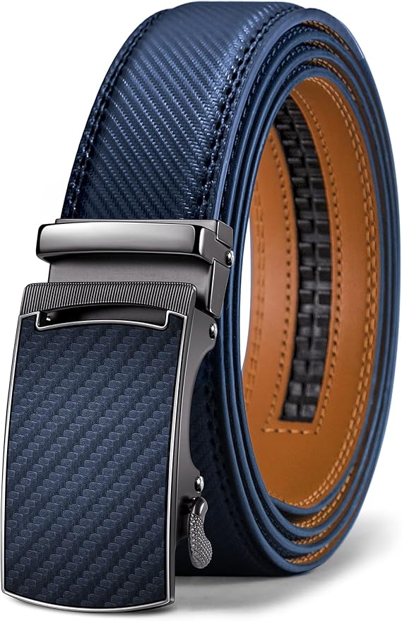 KEMISANT Belt Men, Sliding Ratchet Belt Genuine Leather For Gift Mens Dress Pants Oxfords,Size Adjustable