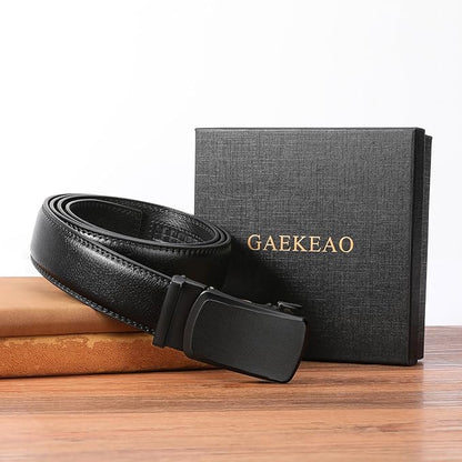 GAEKEAO Mens Belt Leather 1 3/8" - Micro-Adjust Buckle Ratchet Belts for Men Dress Casual to Formal Trim to Fit with Gift Box