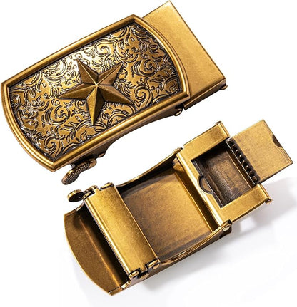 Dubulle Men's Ratchet Belt Gold/Black/Red/Green/Blue/White Automatic Buckle Business Casual Belt Gift - Adjustable Fit