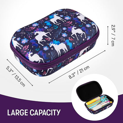 ZIPIT Unicorn Pencil Case for Girls, Cute Pencil Box for School, Large Capacity Stationery Organizer Box ,Blue