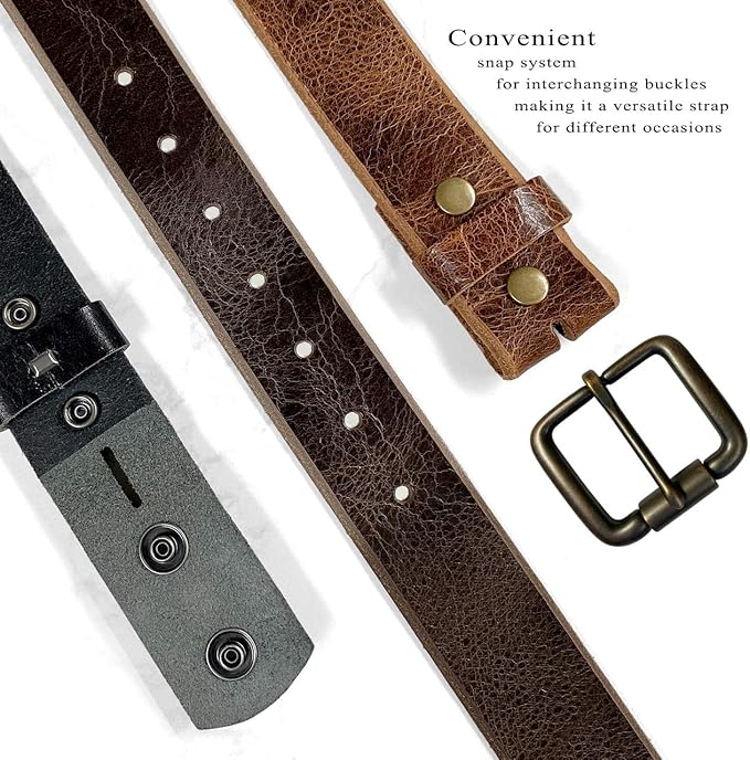 BS304 Genuine Full Grain Vintage Leather Belt Strap or Belt with Buckle_1-1/2"(38mm) wide