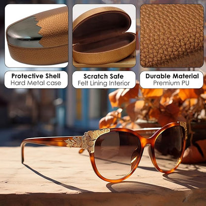 MyEyeglassCase® Large Hard Sunglasses Case | fits Large curved Sunglasses, with microfiber bag and cleaning cloth