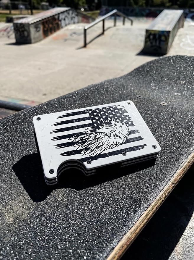 Flag Wallet for Men Minimalist Personalized Engraved Metal Wallet Slim Wallet Gifts for Soldiers Veteran Patriots (Flag 4)