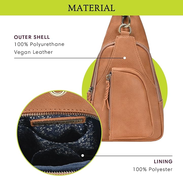 MMS Brands Antik Kraft Tasha Crossbody Sling | Vegan Leather Crossbody Bag for Women with 16-20" Strap | Sling Bags for Women