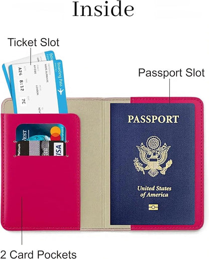 PU Leather Passport Holder Covers Case, Waterproof Rfid Blocking Travel Wallet Passport Holder(Claret Red)