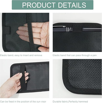 Sun Visor CD Holder, 12-Capacity Car Visor Organizer with DVD Sleeves and Mesh Pocket, Universal Visor Storage for Vehicle CD Case and Pen Holder Ergonomic Design (Black 1 Pcs)