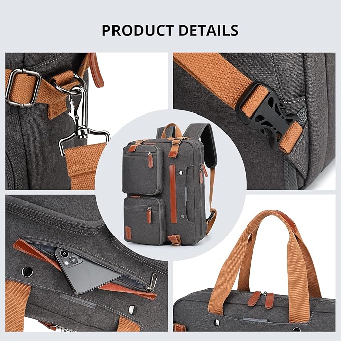 MOLNIA 3 in 1 Laptop Backpack, 17.3 inch Computer Bags for Men, Laptop Backpack for Men, for Travel Bussiness Men Women,Dark Grey