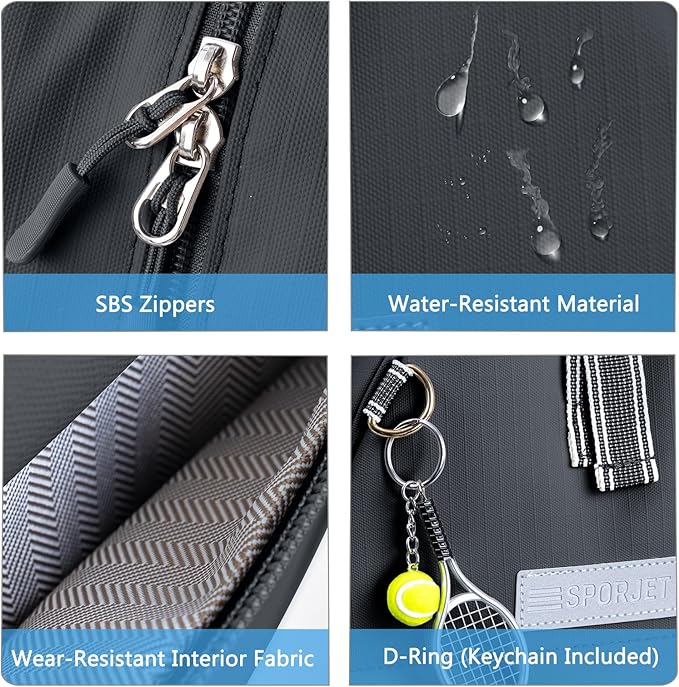 Tennis Backpack with 2 Rackets Holder, Water-Resistant PU Leather Tennis Racket Bag for Women & Men, Sling Crossbody Sports Backpack for Tennis, Pickleball & Badminton, Tennis Gifts