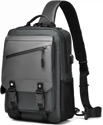 BASICPOWER Laptop Sling Bag for Men Women, Sling Backpack Crossbody Bag Fits 14 inch Computer with USB Port Anti-theft