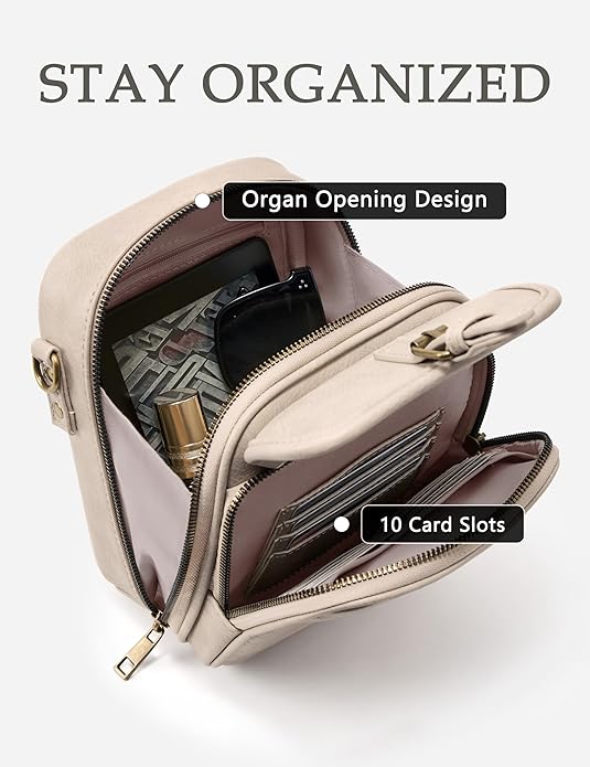 Crossbody Bag for Women Men, Vegan Leather Anti-Theft Messenger Shoulder Bag, Vintage Cross Body Purse with Card Slots