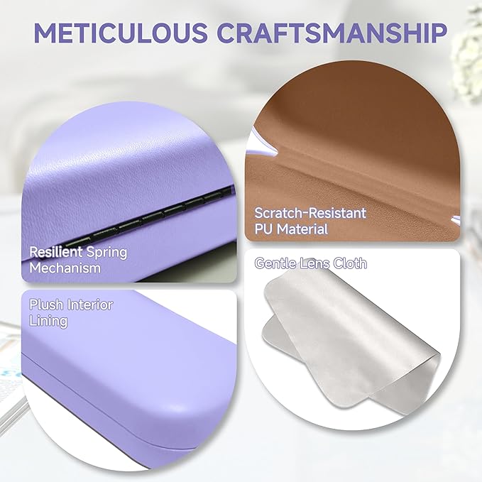 Glasses Case Large Hard Shell Eyeglasses Case PU Leather Protective for Sunglasses Eyeglasses