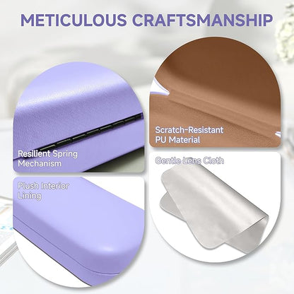 Glasses Case Large Hard Shell Eyeglasses Case PU Leather Protective for Sunglasses Eyeglasses