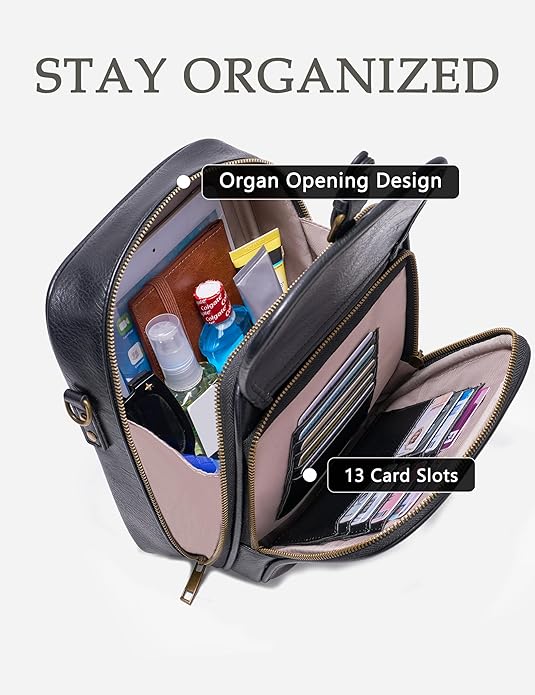Crossbody Bag for Women Men, Vegan Leather Anti-Theft Messenger Shoulder Bag, Vintage Cross Body Purse with Card Slots